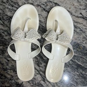 Salvatore Fersgamo , rubber slides , block heels, size 7